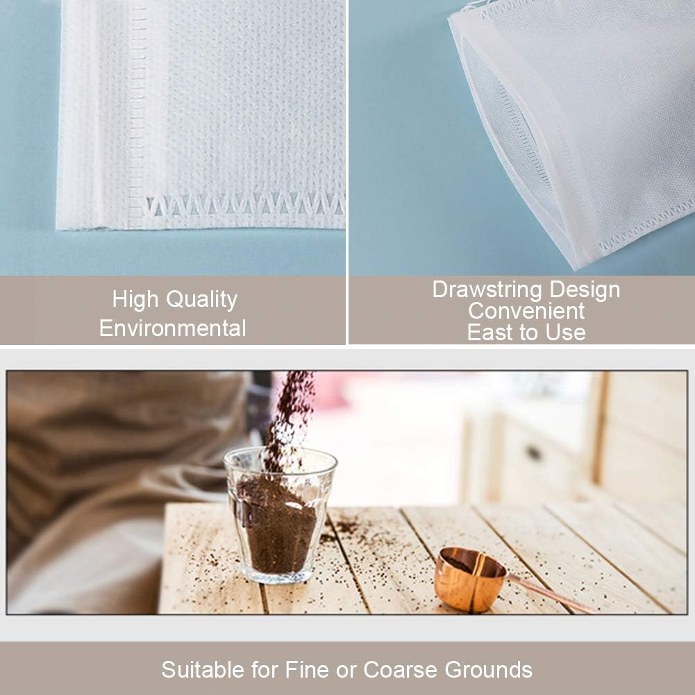 YQL Cold Brew Coffee Filter,50PCS 6X10 Inch No Mess Cold Brew Coffee Bags Disposable Mesh Brewing Bags Tea Filter Bag for Cold Brew Coffee or Tea(4x6/8x12inch Available)