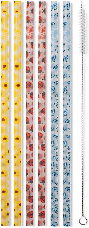 Swig Life Reusable Straws Picnic Tall Straw Set & Cleaning Brush, Each Straw is 10.25 inch Long (Fits Swig Life 20oz Tumblers, 22oz, and 32oz Tumblers)