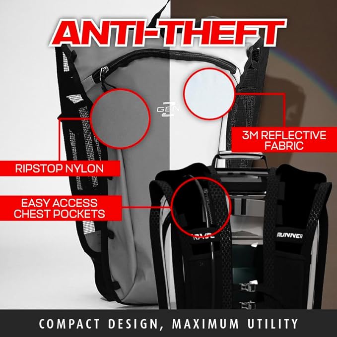 RAVERUNNER® Rave Hydropack - 2L Water Backpack for Raves, Festivals, Hiking, Running - Festival Hydration Pack for Hydration Backpack Rave