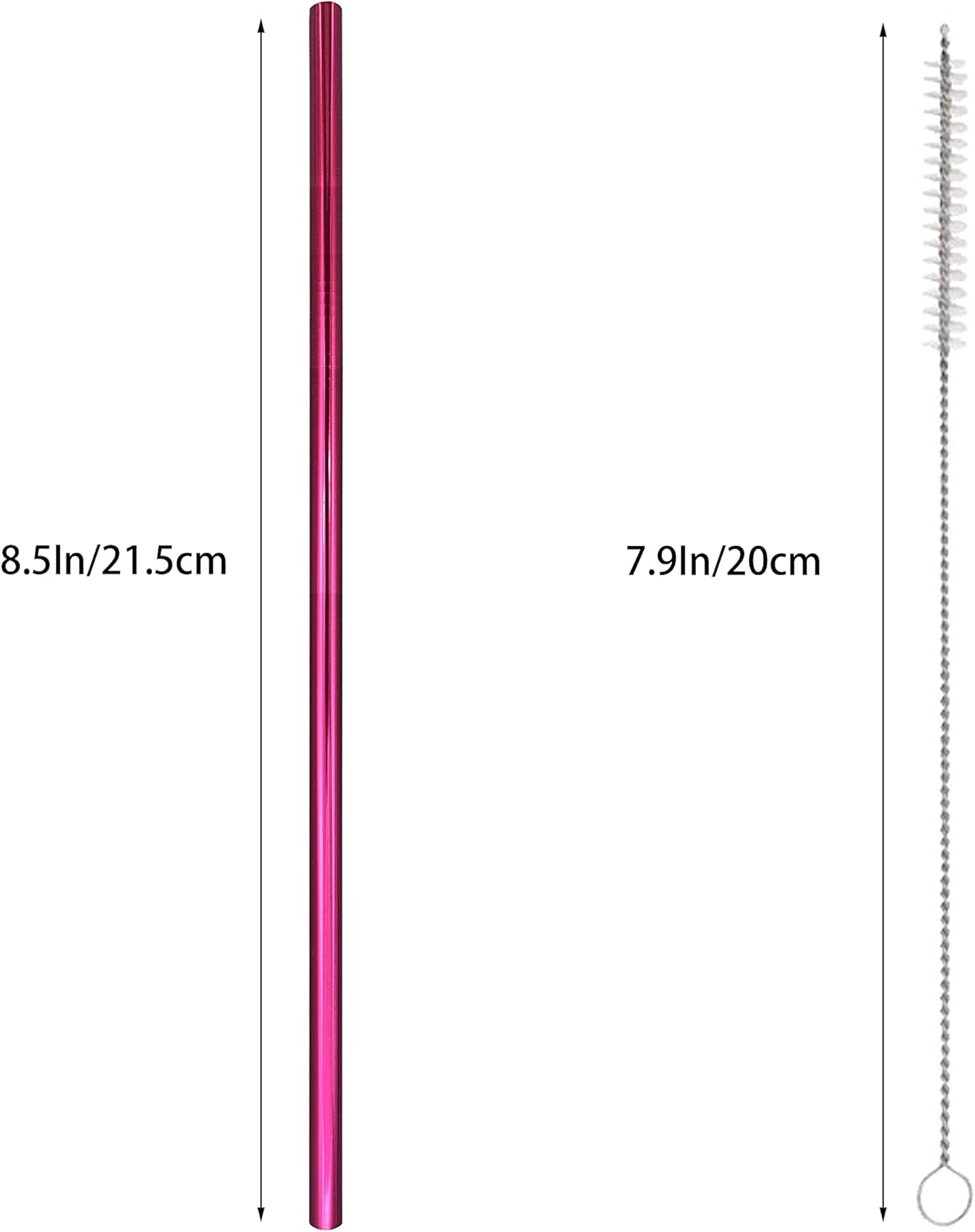 10 Pcs Stainless Steel Straws, Reusable Drinking Straws, Straight Metal Straw Sets with 2 Pcs Cleaning Brushes (8.5 Inch, Rose Red)