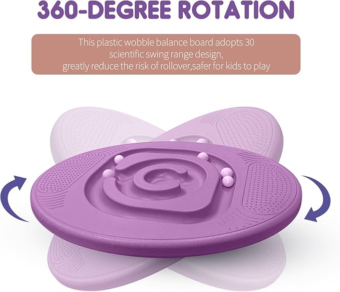 Balance Board for Kids with Maze - Plastic Wobble Board for Skiing Surfing Snowboard Training, Non-Slip Sensory Rocker Board for Toddlers 3-12, Core Strength Physical Therapy Equipment & Skateboard Balance Trainer