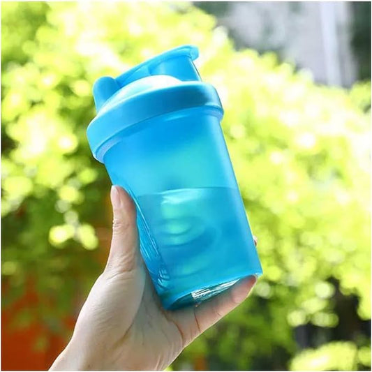 CHNLML Protein Shaker Bottle 400ML/16Oz w. Shaker Ball for Protein Shake, Shaker Bottle with Mixing Ball, Leak-Proof, BPA-Free, for Gym, Workout, Juice Mixer (Blu/Blu, 16Oz-400ML-1Bottle)