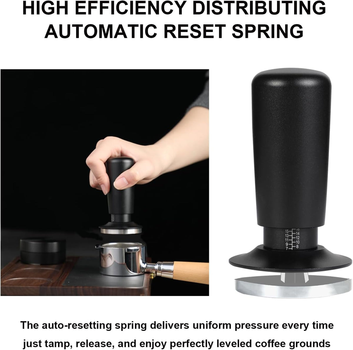 TFSWUFI 53mm Espresso Tamper,Spring Loaded Tamper with Stainless Steel Ripple Base,Compatible with 53mm Portafilter,Coffee Tamper for Coffees Enthusiast and Home Barista