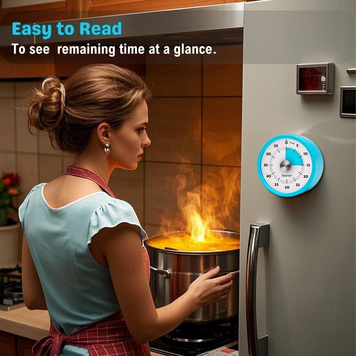 Searon Kitchen Timers for Cooking, Magnetic Visual Timer for Kids Teachers Classroom School ADHD Autism Oven or Adult with Special Needs (Blue)