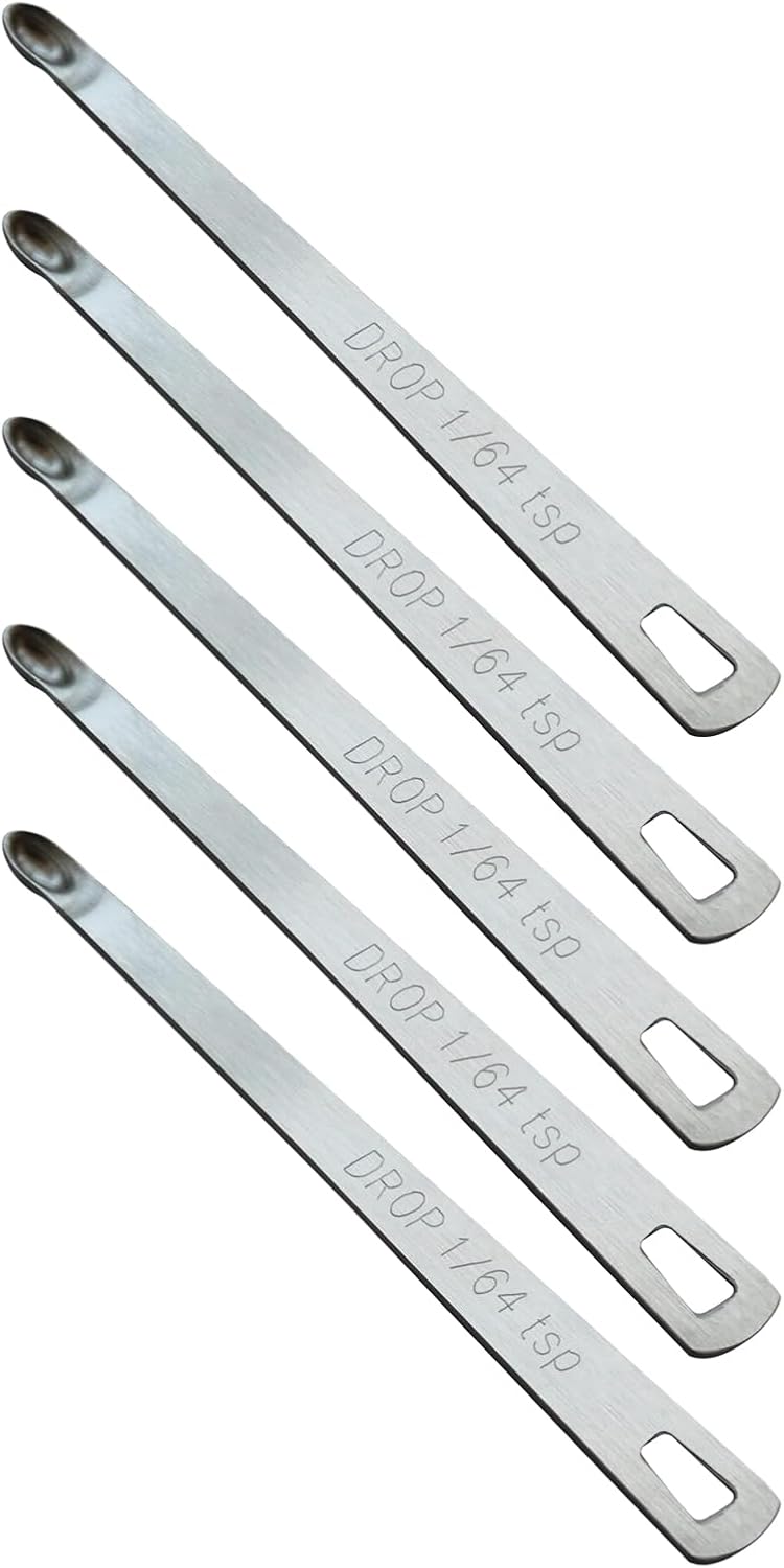 5PCS 1/64 Teaspoon(1/64tsp, 0.08ml, Drop) Single Tiny Measuring Spoon, Small Individual Stainless Steel Measure Spoons Only