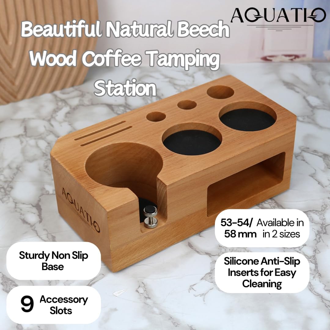 Espresso Tamping Station - Wooden Coffee Tamper Station For Storage 58 mm Portafilter Tamper Distributor - Espresso Organizer - Knock Box Accessories