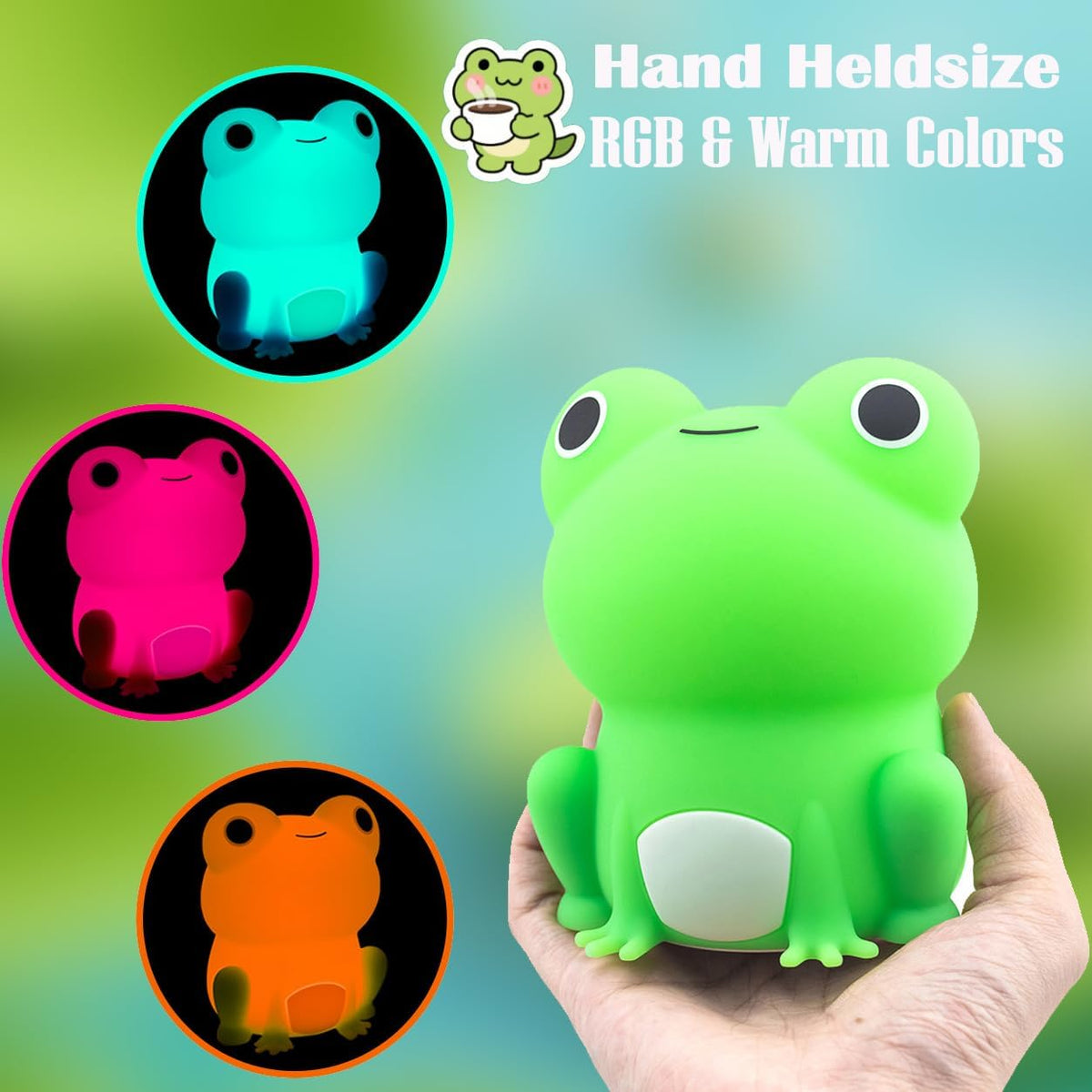 Frog Night Light, Frog Gifts, Cute Silicone Nursery Rechargeable Dimmable Bedside Lamp, Kids' Bedroom Decor, Gift for Children, Teens, Christmas Birthdays