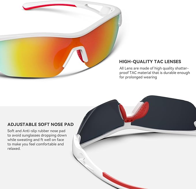 BEACOOL Polarized Sports Sunglasses for Men Women Youth Baseball Cycling Running Fishing Golf Motorcycle TAC Glasses UV400