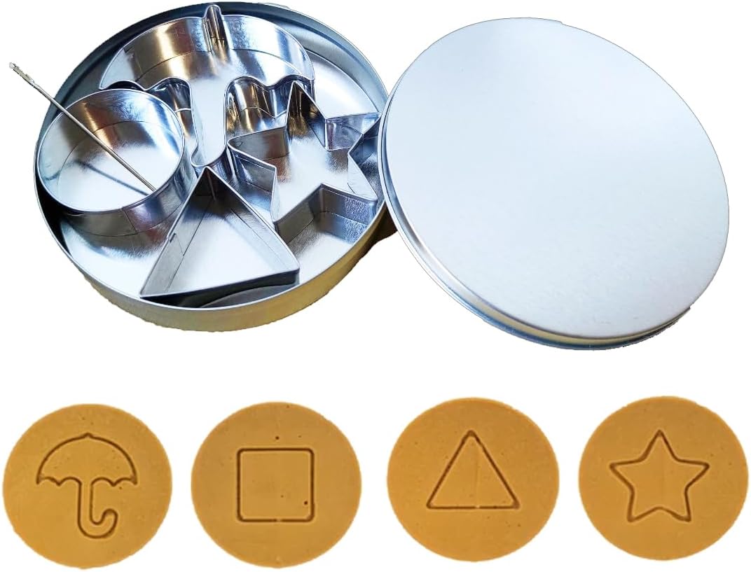 Korean Dalgona Cookie Cutter - Stainless Steel Cookie Cutters Biscuit Molds, Chocolate Molds, Umbrella Star Triangle Circle Cookie Cutter - Sugar Biscuit Kit for Family And Party Game 6PC Set