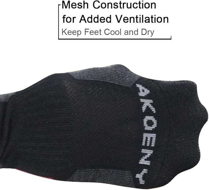 AKOENY Men's Performance Athletic Cushioned Quarter Ankle Socks (6 Pairs)