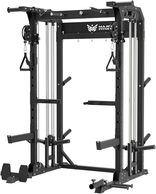 MAJOR FITNESS F22 Power Rack, 1600lbs All-in-One Squat Rack with Cable Crossover, Dual Pulley System, Heavy-Duty Steel Frame, Attachments & Storage for Home Gym Strength Training