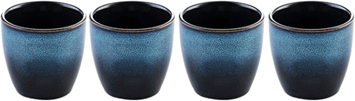 Ceramic Tea Cup, Kung Fu Tea set, Coffee Cup, Yerba Mate Set 4-piece companion cup set(Blue)
