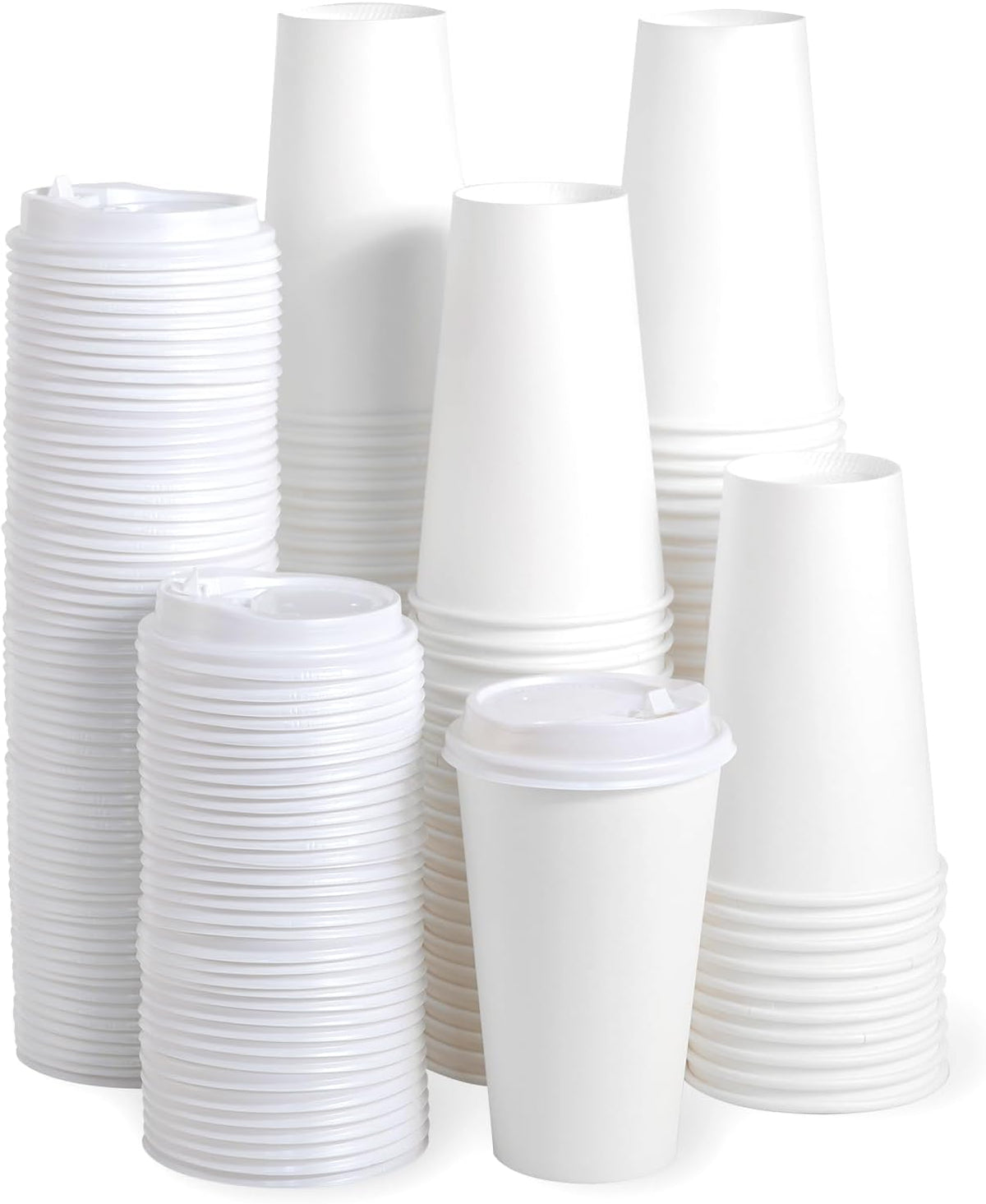 JOLLY PARTY [100 Pack] 16 oz Paper Coffee Cups, Disposable Paper Cup with Lids, Hot/Cold Beverage Drinking Cup for Water, Juice, Coffee or Tea, Suitable for Home, Shops and Cafes