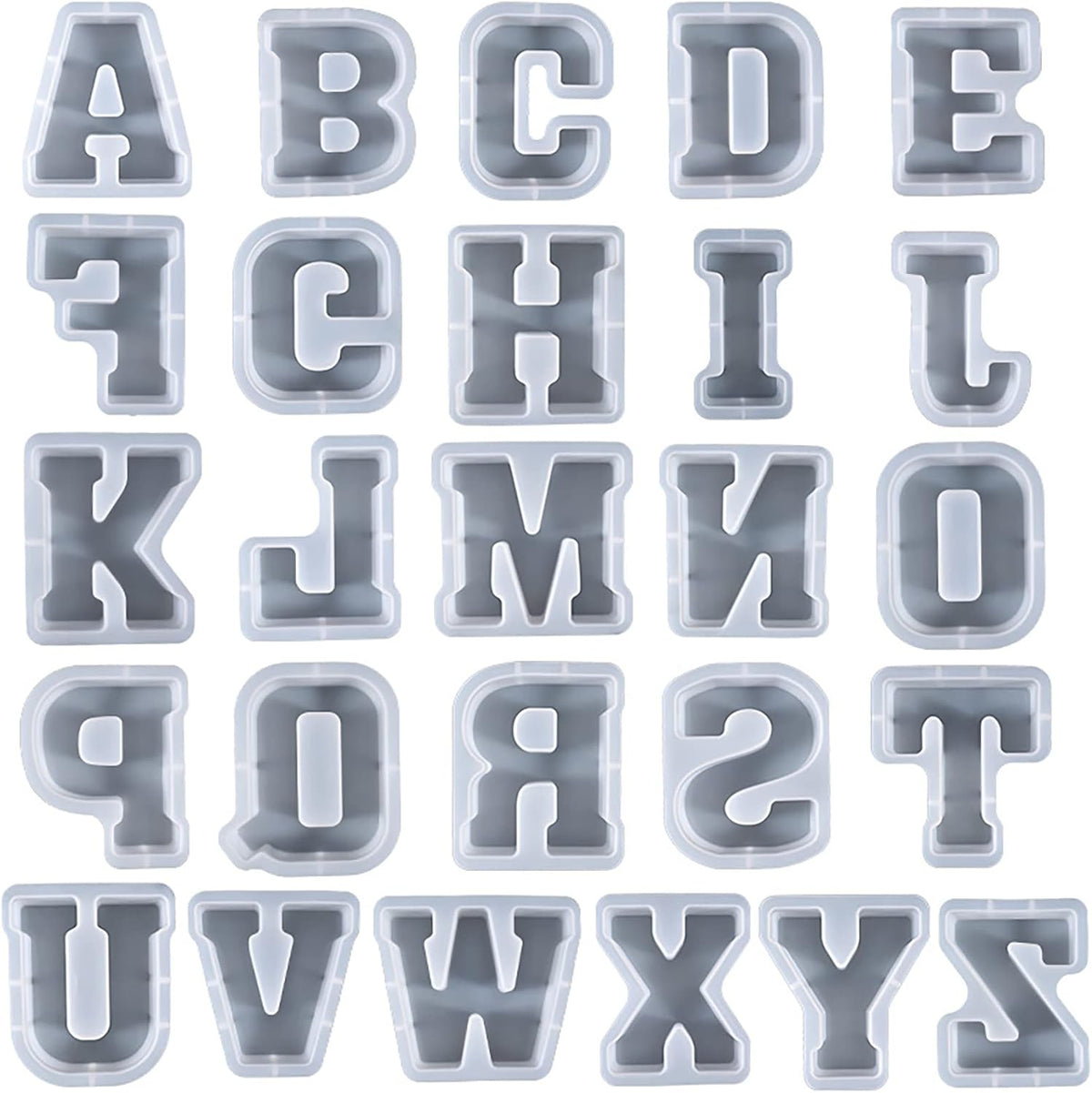 ESEDAGE 7 Inch Letter Resin Mold - 26 Pack English Alphabet Mold for Resin Casting & Soap Making