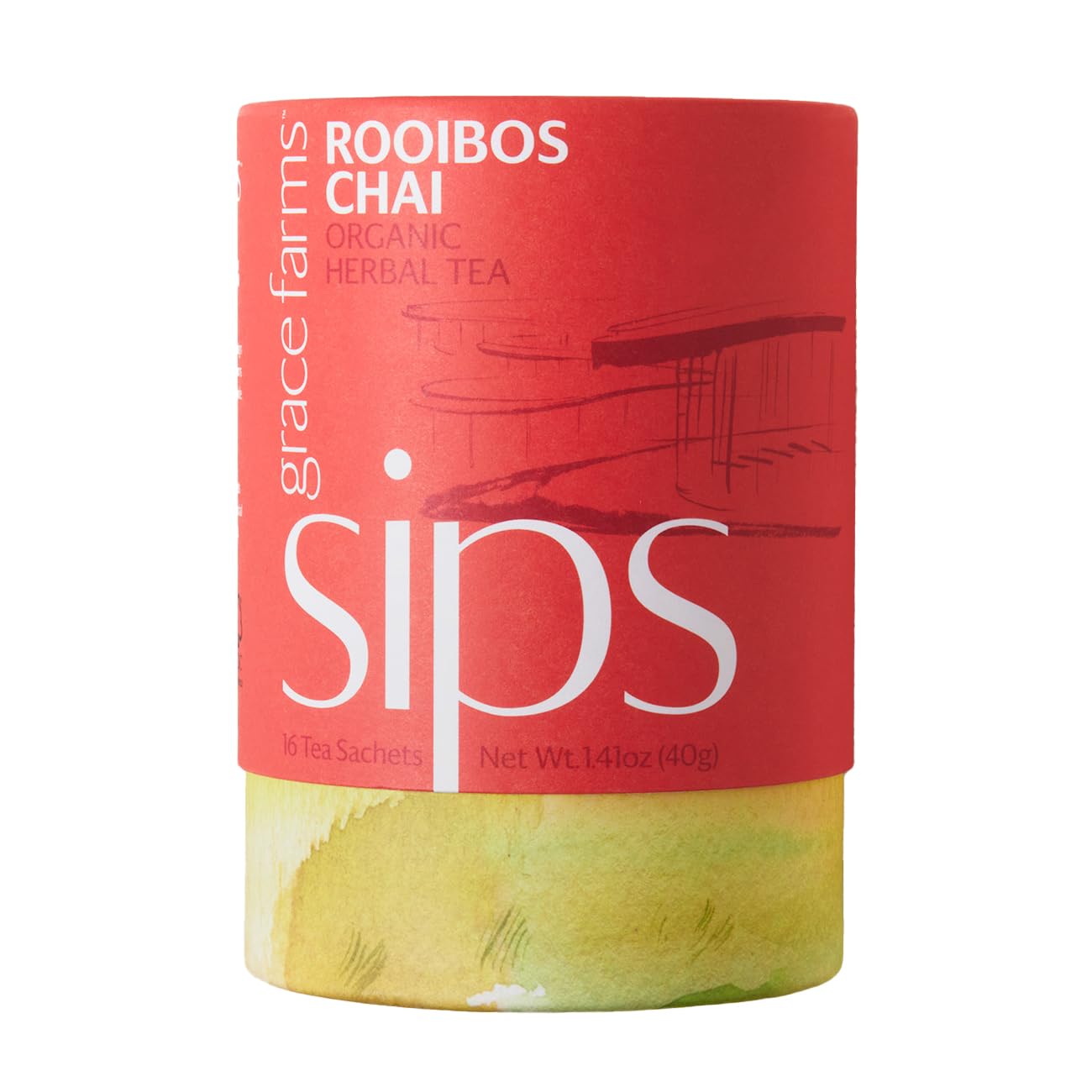 Grace Farms ROOIBOS CHAI Herbal Tea (16 Pyramid Sachets) | Healthy and Caffeine Free | Organic, Fair Trade and Kosher Certified | Gives Back 100% of Profits