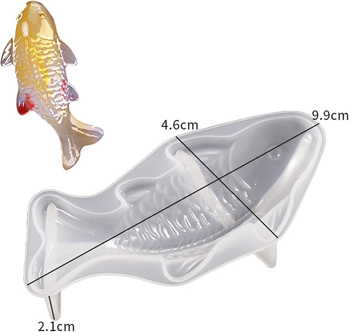 2 Pack Fish Resin Mold - Animal Resin Casting Silicone Molds for Home Decor & Candle Making Wave Spiral Mold
