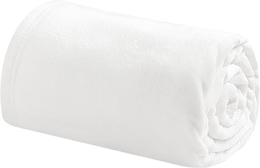 Bedsure Bedding Fleece Blanket for Girls and Boys - Soft Cozy Cute Small Throw Blankets for Travel, 43x55 Inches, White