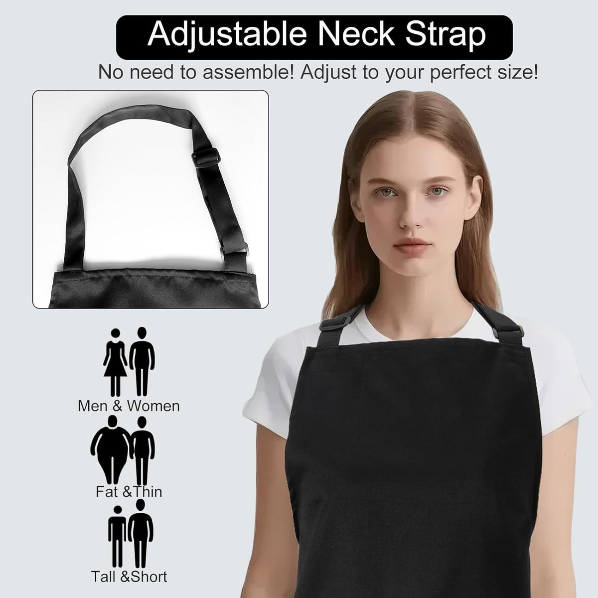 Kitchen Bib Apron for Women Men with Pockets Chef Art Aprons for Cooking Painting Pottery Ceramics
