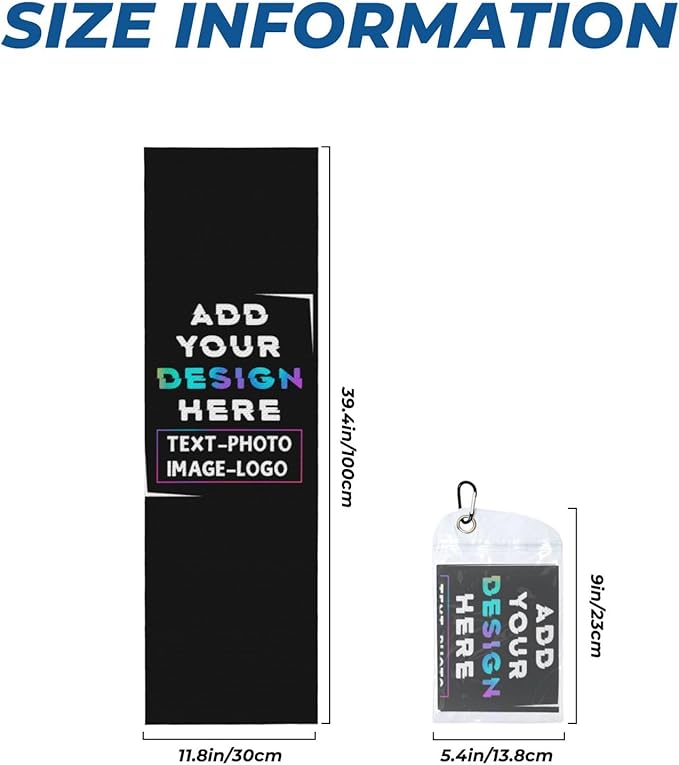 Custom 1-100PCS Cooling Sports Towel, Personalized Photo Logo Soft Cold Exercise Towel for Neck and Face Customized Quick-Drying Cooling Wrap Fitness Workout Sweat Towel 12"x40" (6)