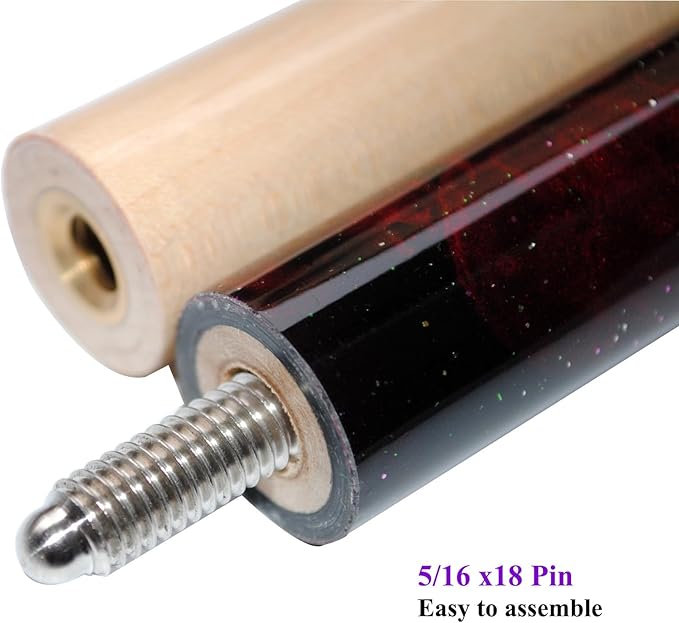 58" Pool Cue Stick,13mm 2-Piece Maple Hardwood Ergonomic Design Billiard Cues Kit,19/20/21oz