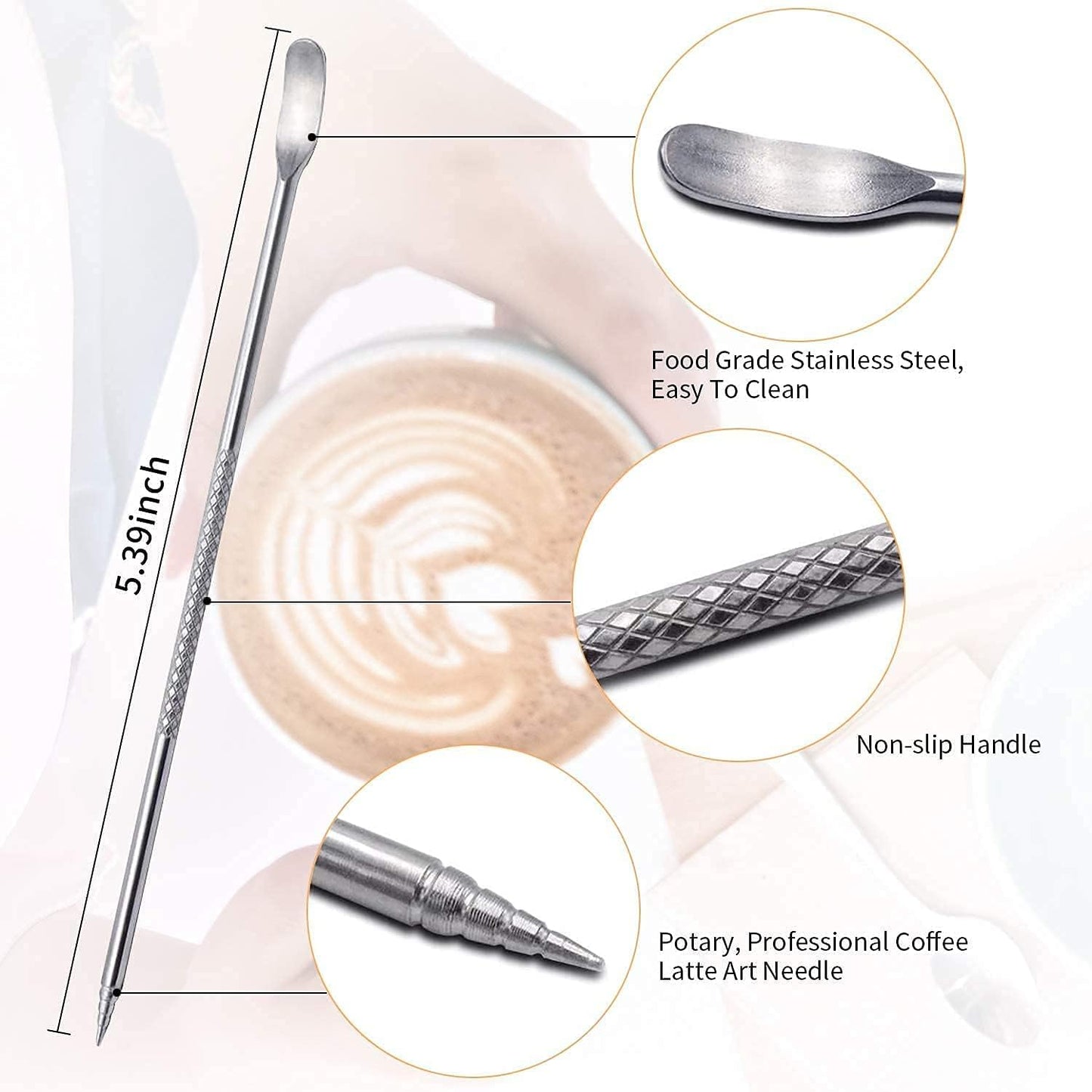 Milk Frothing Pitchers-12oz/350ML Stainless Steel Steaming Pitchers, Scale Coffee/Milk/Cappuccino/Latte Art Barista Steam Pitchers, Milk Jug Cup with Decorating Pen-Silver