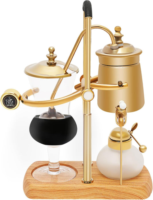 Belgium Siphon Coffee Maker, Family Balance Syphon Unique Gravity Vintage Coffee Maker, Elegant Double Ridged Fulcrum with Tee Handle, Vintage Classic Retro Coffee Pot