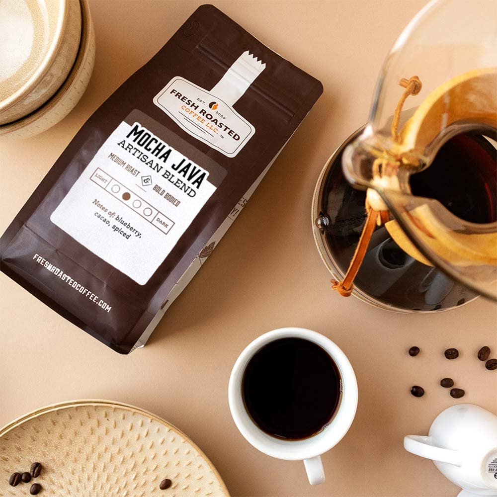 Fresh Roasted Coffee, Mocha Java, 5 lb (80 oz), Medium Roast, Kosher, Ground