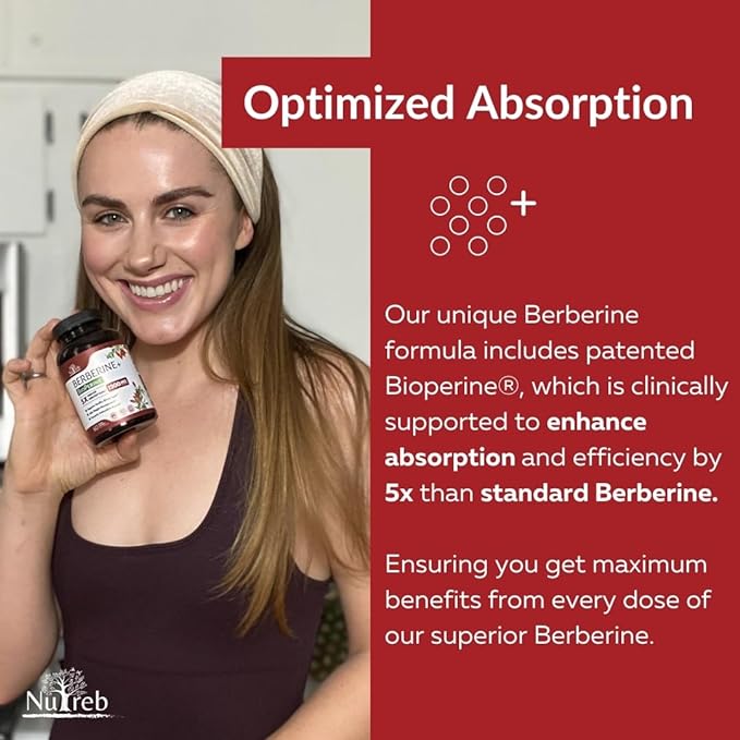 Berberine Supplement 1200mg - 5X Higher Absorption - Ultra Pure 98% Berberine HCL - Healthy Weight Management, Immune Support - Non GMO, Manufactured in USA - 60 Vegan Capsules