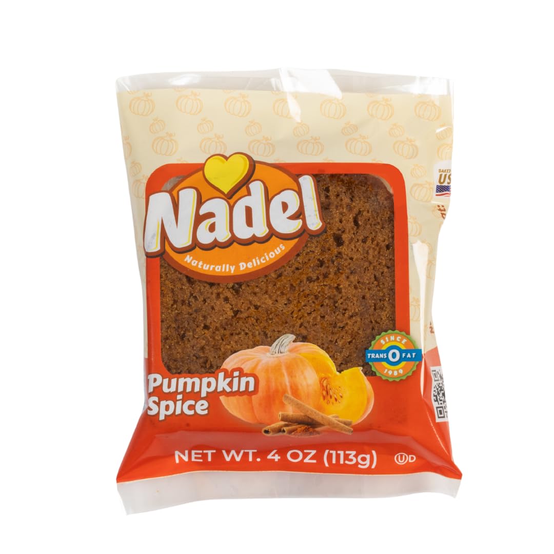Nadel - NATURALLY DELICIOUS Pumpkin Spice Bread Slices, 4 Pack, Sweet Breads & Cakes Back to School lunch snack, breakfast bar.