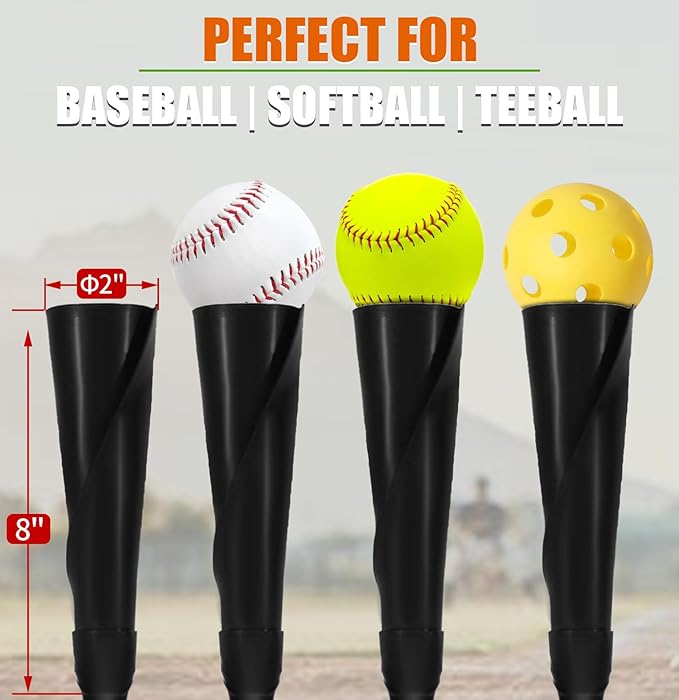 Baseball&Softball Tee,Batting Tee,Adjustable Height:25-37 inches，2 Flexible Top Rubber,X-Style Foldable&Heavy-Duty Base and Carrying Bag for Easy Store&Carrying