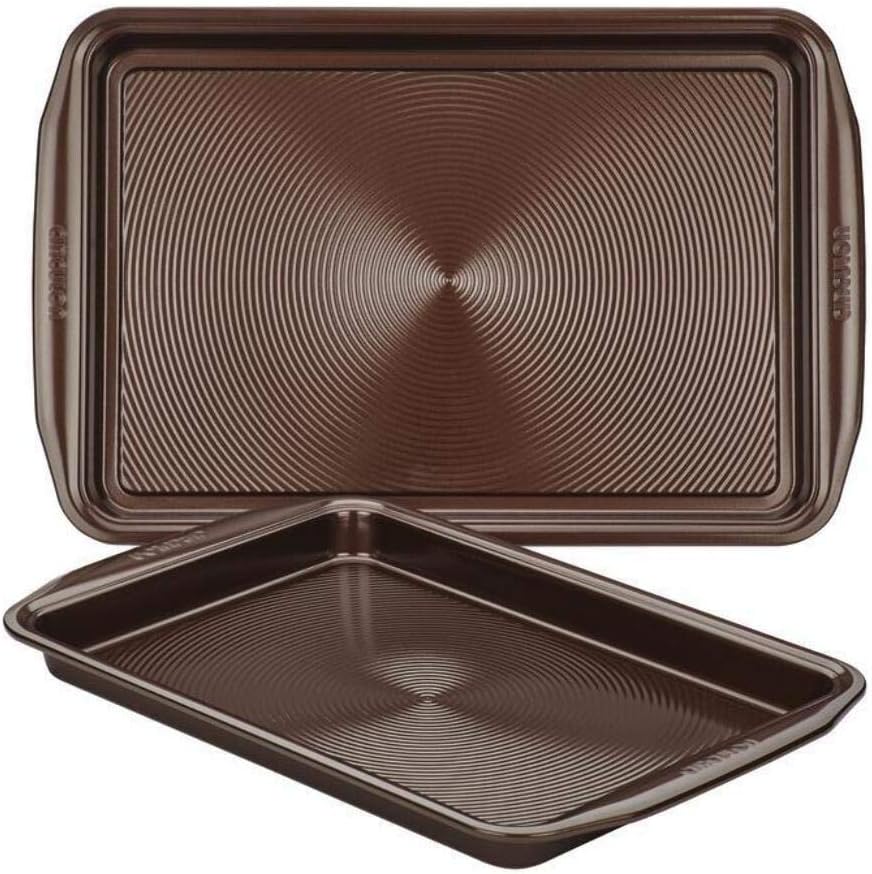 Circulon Nonstick Bakeware Set with Nonstick Cookie Sheets / Baking Sheets - 2 Piece, Chocolate Brown , Set (9" x 13" & 10" x 15")