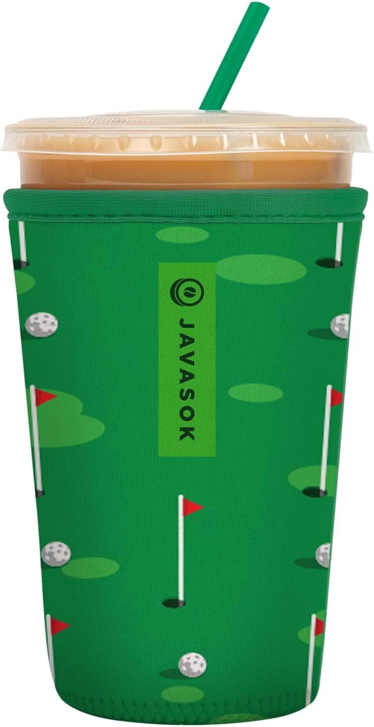 Sok It JavaSok Iced Coffee & Cold Soda Insulated Neoprene Cup Sleeve (Golf, Medium: 22-28oz)