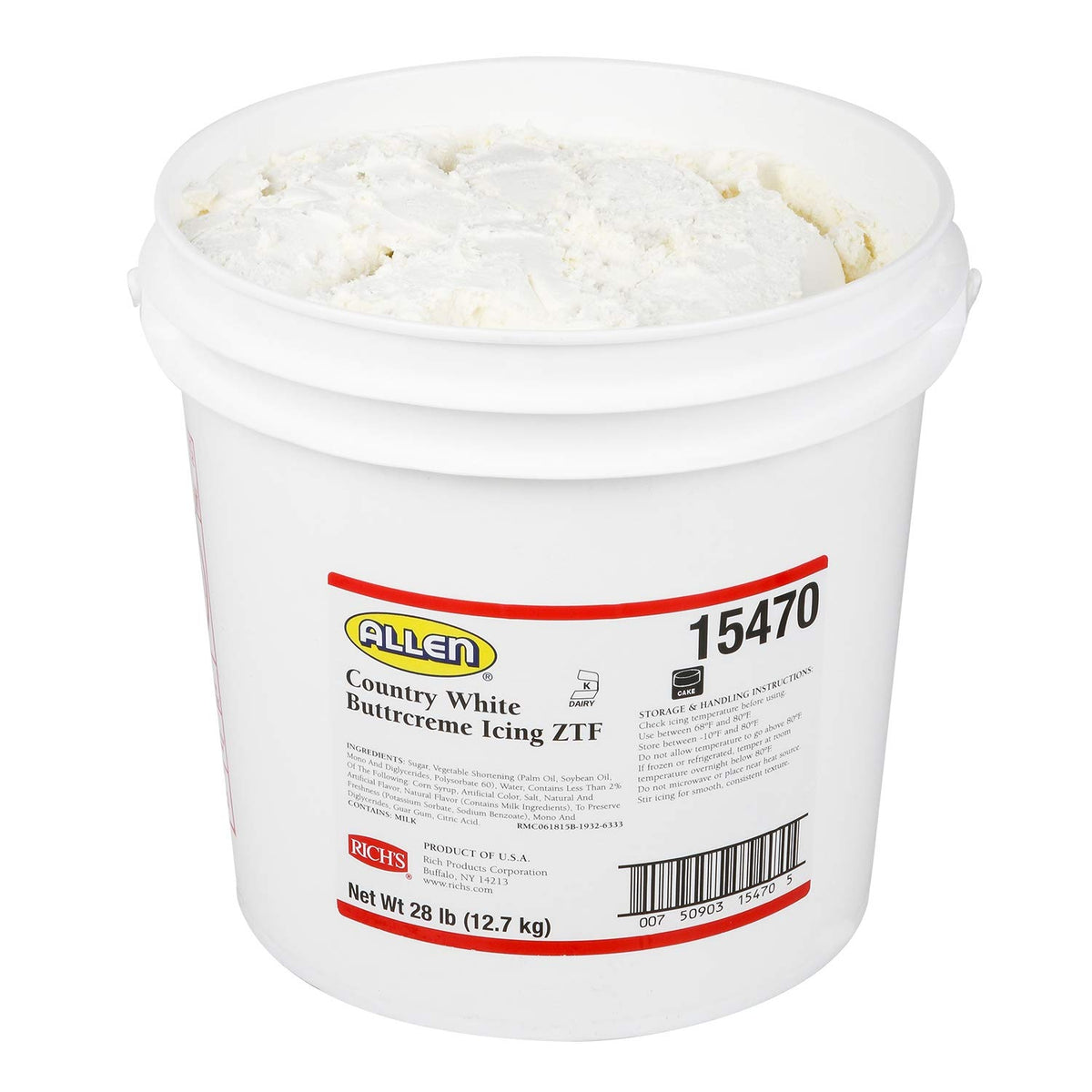 Rich's Allen Country White Buttercream Icing ZTF, 28 Pound (Pack of 1)