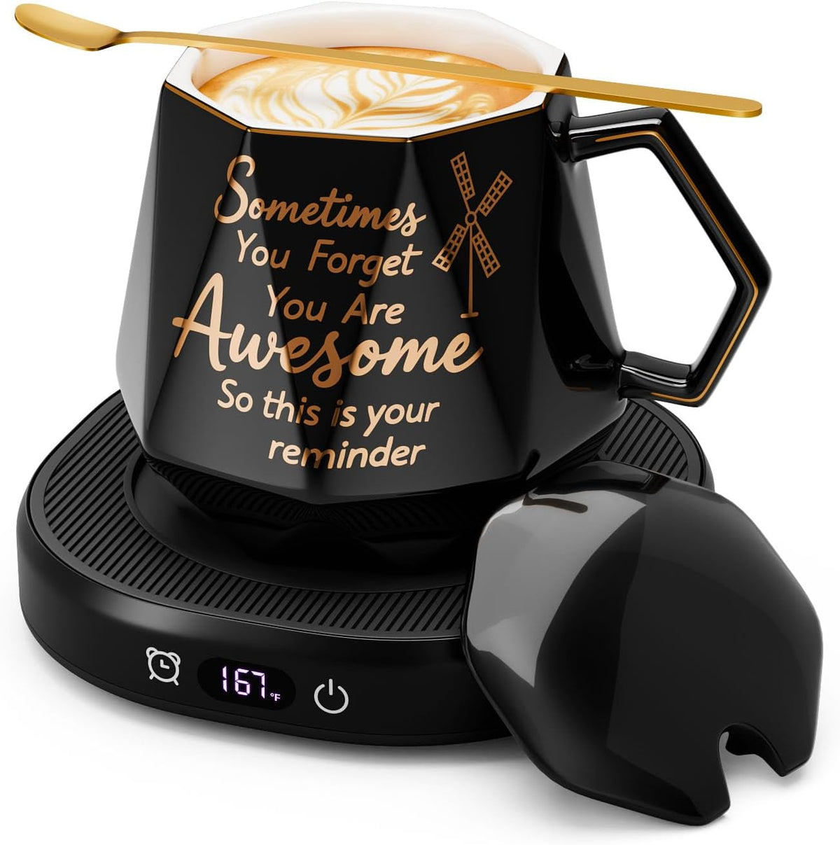 You're Awesome Coffee Mug Warmer Set, Smart Electric Coffee Cup Warmer for Desk Office, 4 Temperature Setting & 8H Auto Shut Off Candle Heater Beverage Coffee Warmer Birthday Thank You Gifts for Women