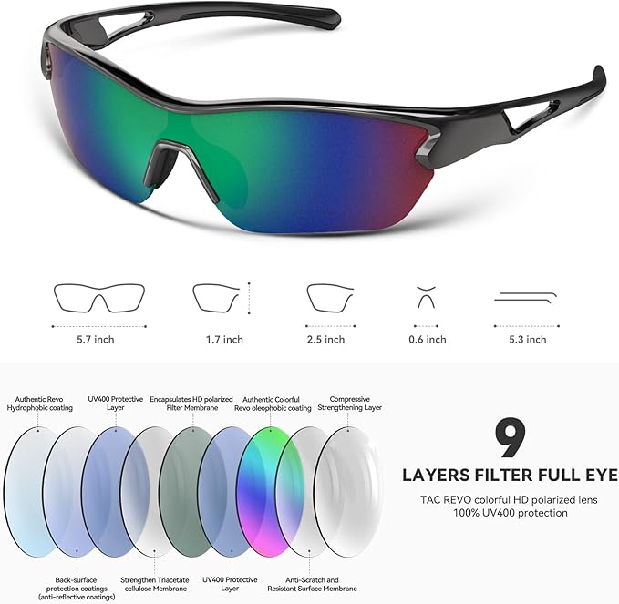 BEACOOL Polarized Sports Sunglasses for Men Women Youth Baseball Cycling Running Fishing Golf Motorcycle TAC Glasses UV400