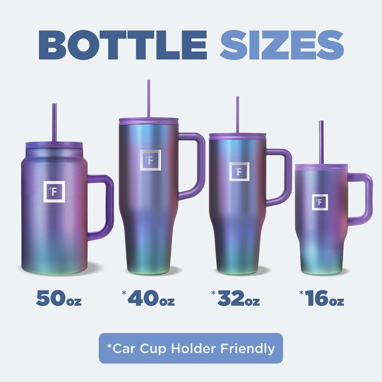 IRON °FLASK Co-Pilot Insulated Mug w/Straw & Flip Cap Lids - Cup Holder Bottle for Hot, Cold Drink - Leak-Proof - Water, Coffee Portable Travel Mug - A Morning Mist, 40 Oz