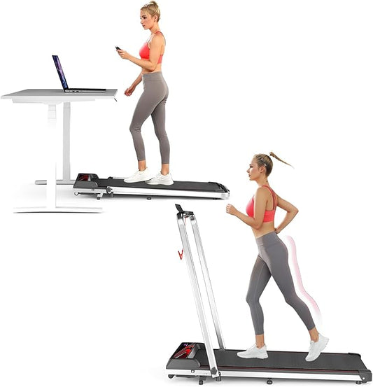 2 in 1 Treadmill and Walking Pad for Home/Office, Walking Treadmill with Remote Control, APP, and LED Display