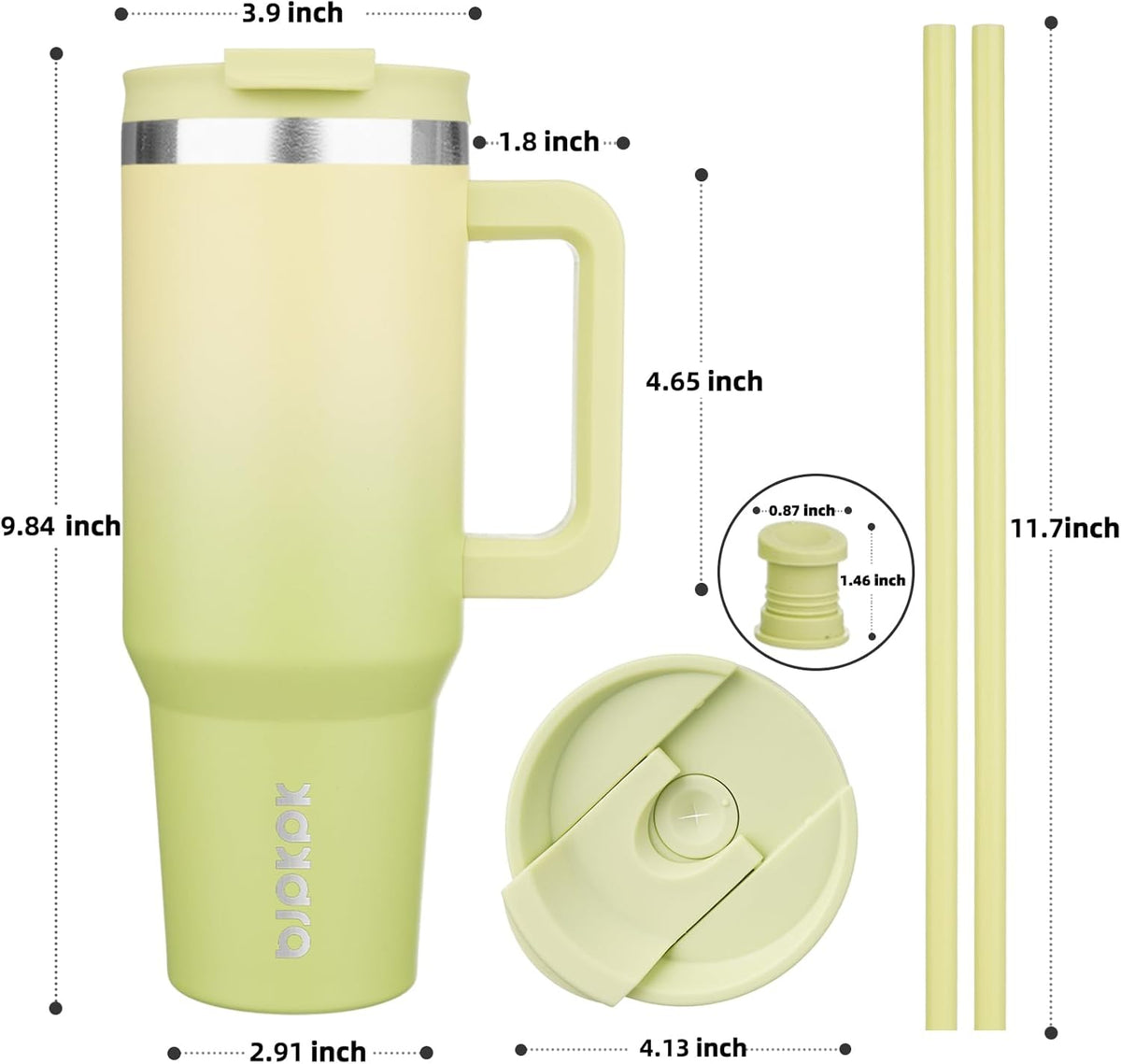 BJPKPK Tumbler With Handle And Straw 40oz Insulated Tumbler Cups With Lid Stainless Steel Travel Coffee Mug,Lime