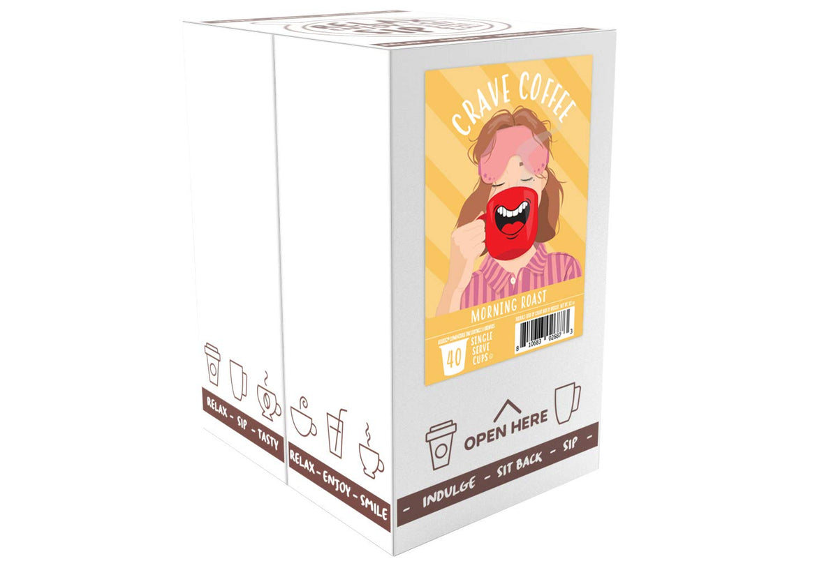 Crave Beverages Morning Roast - Light Roast Coffee Pods, for Keurig K Cup Brewers, 40 Count