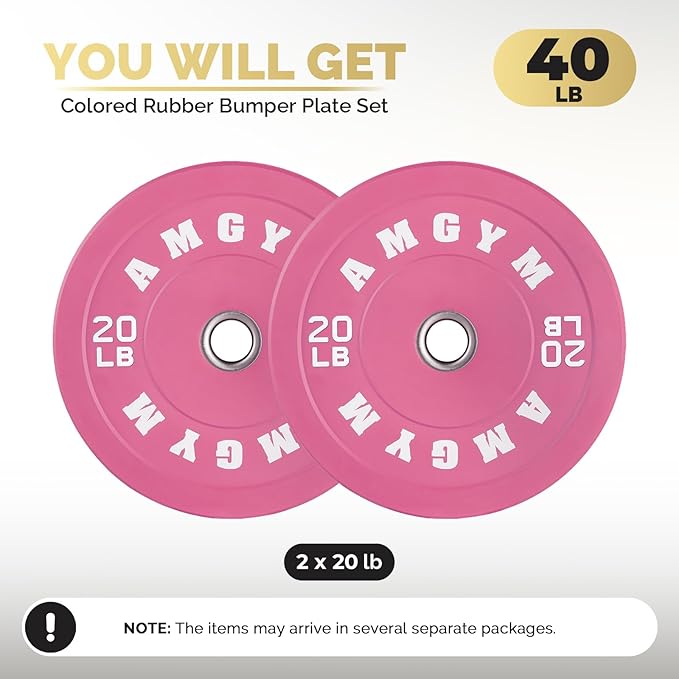 2 Inch Bumper Plates，10-500lbs，Barbell Rubber Olympic Weight Plates Set for Home Gym, Strength Training & Weight Lifting, Multiple Options Colors