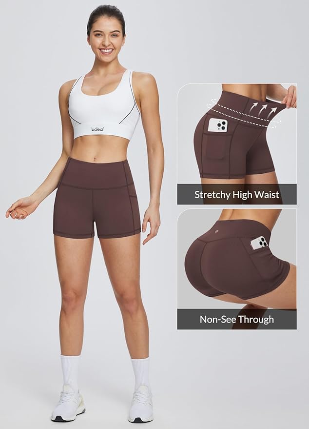 baleaf Women's 8"/ 5"/ 3" Biker Shorts High Waist Yoga Workout Gym Running Volleyball Spandex Shorts with Pockets