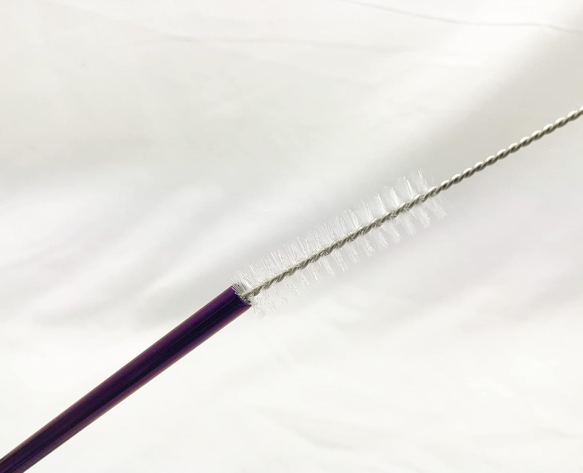 10 Pcs Stainless Steel Straws, Reusable Drinking Straws, Straight Metal Straw Sets with 2 Pcs Cleaning Brushes (10.5 Inch, Purple)