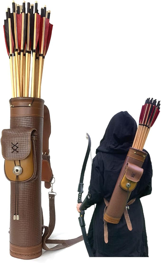 Arrow Quiver or Rustic Leather Quiver - Back Quiver for Arrows and Crossbow Quiver - Bow Quiver and Quiver for Compound Bow - Traditional Arrow Holder