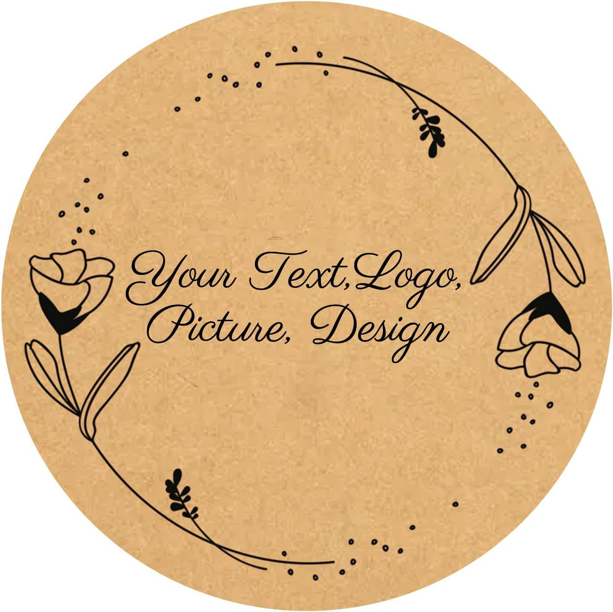 Custom Stickers Kraft Paper Labels Personalized Withe Text, Business Logo Customized Food Jars Labels Bakery Label Sticker Package Favor Canning Circle 100pcs (Style 9)