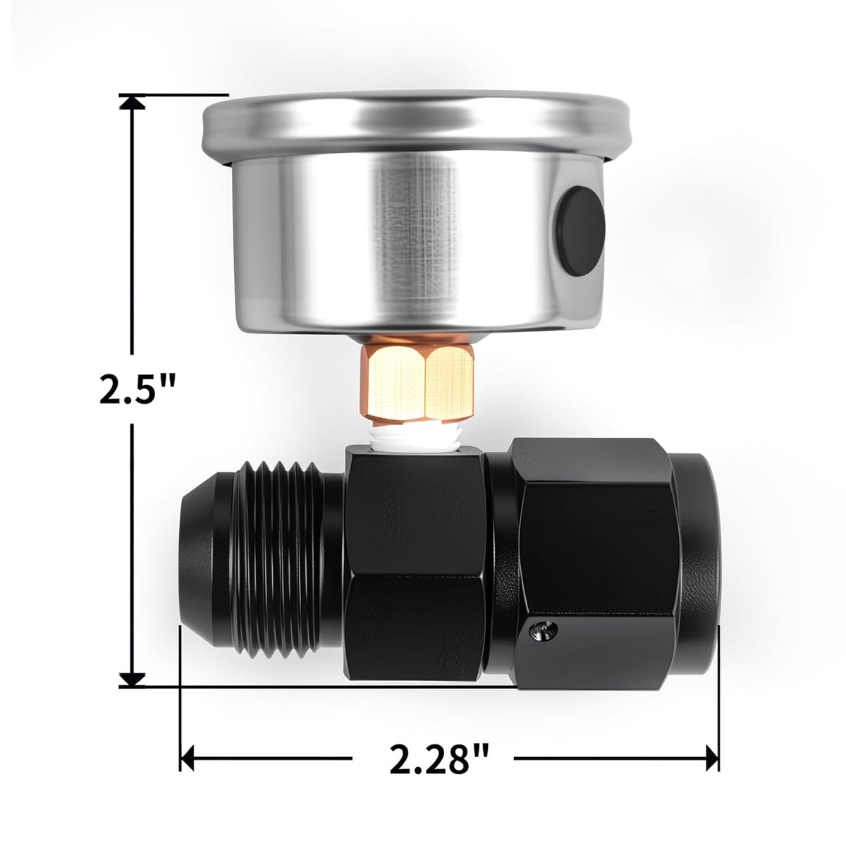 Universal 0-100psi Fuel Pressure Gauge 1/8" NPT Oil Press Gauge with 10AN Male Flare to -10 Female Swivel Fuel Pressure Take Off Fitting Adapter