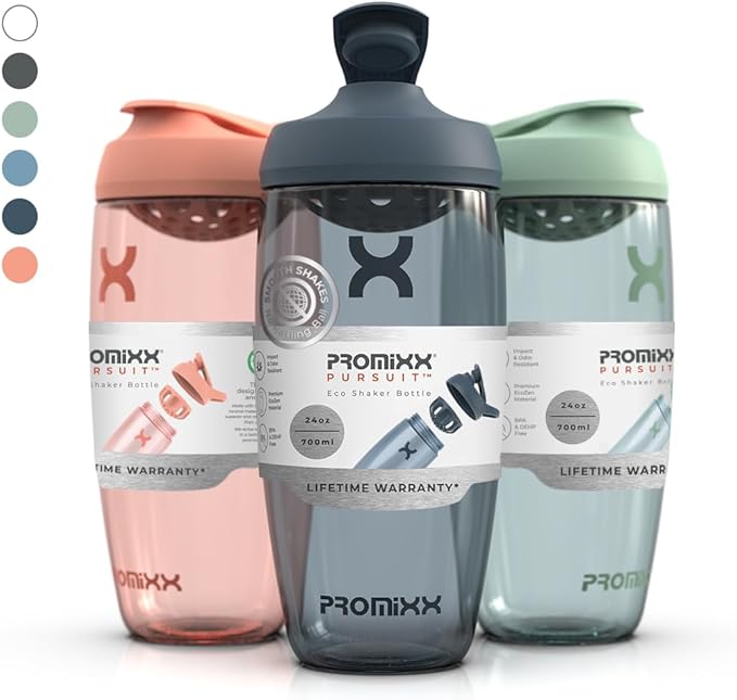 Promixx PURSUIT Protein Shaker Bottle – Premium Sports Shaker Bottles for Protein Mixes and Supplement Shakes – Easy Clean, Durable Protein Shaker Cup, Ceramic White