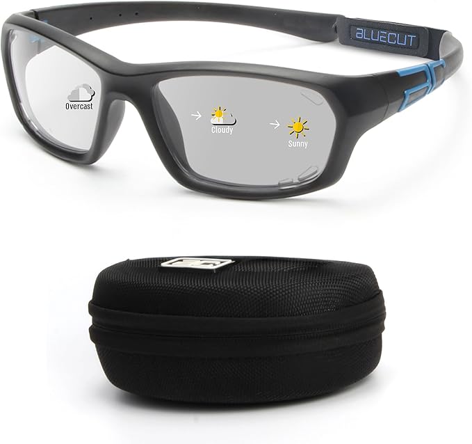 BLUE CUT Sports Protection Goggles, Photochromic Lenses Safety Glasses for Basketball, Pickleball Indoor Outdoor Sports