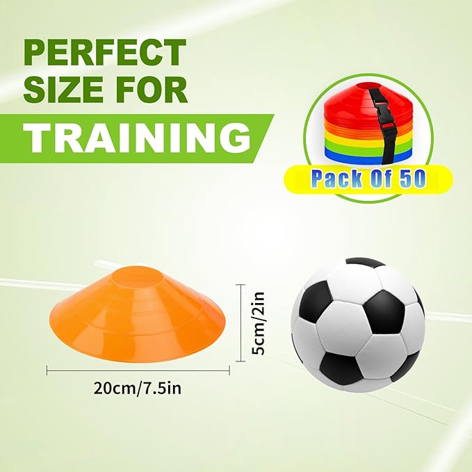 Ashsajkd(Set of 25/50/100 - Agility Soccer Cones with Carry Bag and for ， Football Cones for TrainingFootball, Basketball, Coaching, Agility Cones for Indoor and Outdoor Games