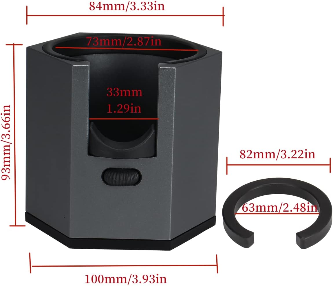 DIBTSA Coffee Portafilter Holder,Espresso Tamping Station Aluminum Alloy Espresso Portafilter Stand for Most 51mm, 53mm, 54mm, 58mm Coffee Portafilter (Hexagon,Grey)