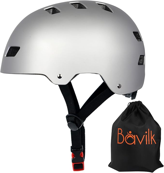 Bike Helmet 3 Sizes for Teenager Kids Youth Adults,Bavilk Skateboard Helmet Adjustable Multi-Sport Bicycle Cycling Scooter Roller Skate Inline Skating Rollerblading for Girls Boys Women Men Teen